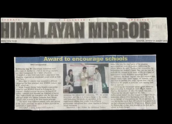 Chlorophyll NGO and Minervaa Recognize Educational Excellence in Kalimpong