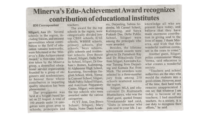 Minervaa's Edu-Achievement Award Honors Regional Educational Excellence